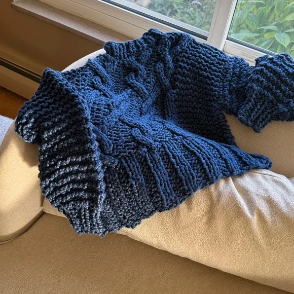 Loopy Case Blue Chunky Knit Sweater - Picture 6 of 12